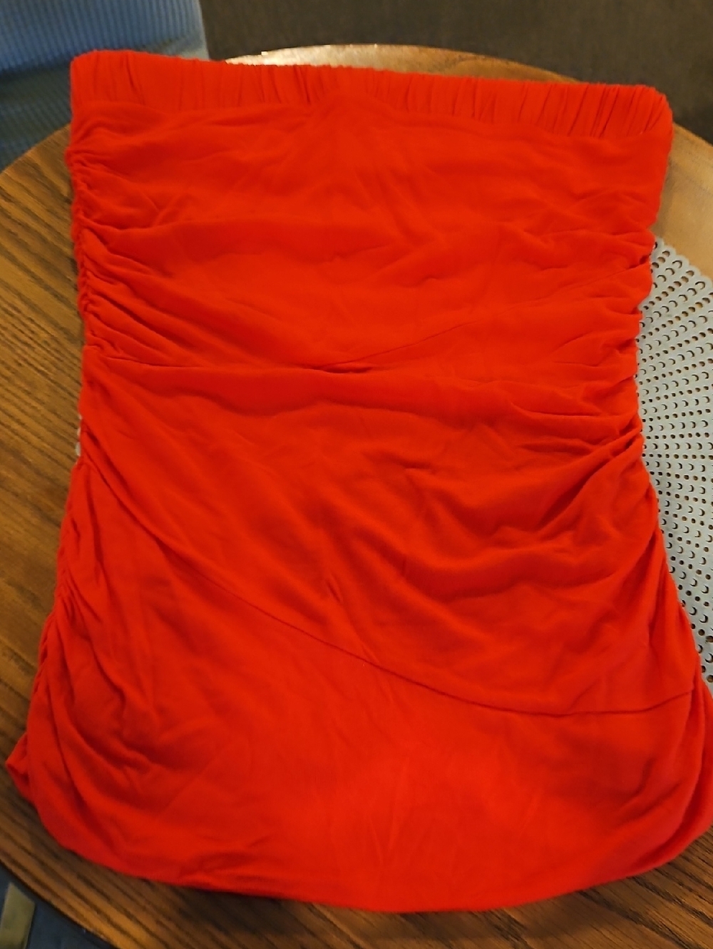 INC International Concepts Strapless Ruched Top in Bright Red